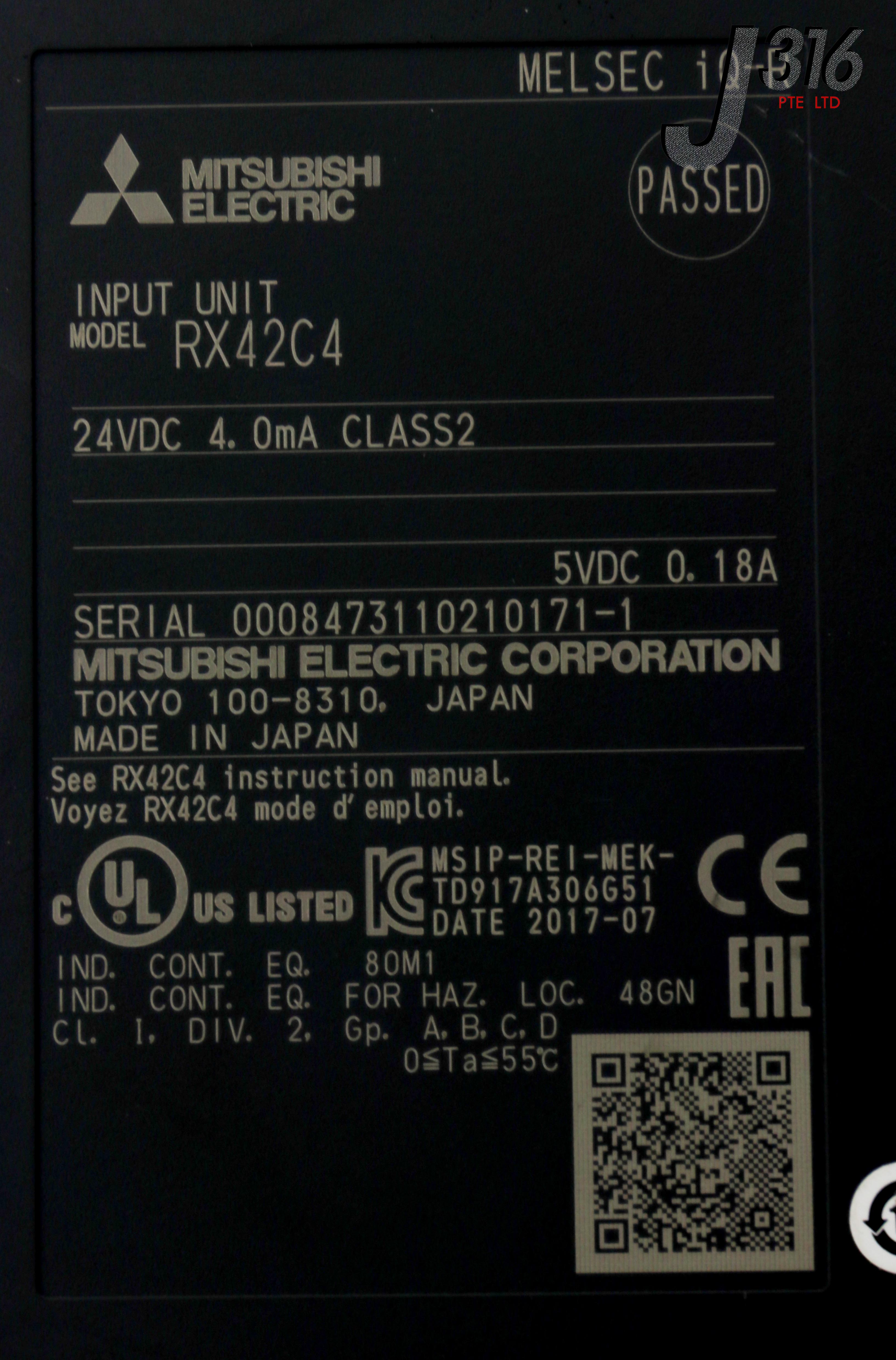 26955 MITSUBISHI INPUT UNIT, MELSEC IQ-R SERIES RX42C4 – J316Gallery